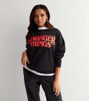 New Look Curves Black Stranger Things Logo Sweatshirt